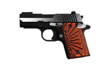 Image of Stoner CNC SIG P938 G10 Gun Grips Aggressive Starburst Fits Sig Sauer 9mm P938 Pistol, Orange Black, Ambi, STO-P938-AS-AM-ORG