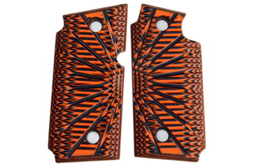 Image of Stoner CNC SIG P938 G10 Gun Grips Aggressive Starburst Fits Sig Sauer 9mm P938 Pistol, Orange Black, Ambi, STO-P938-AS-AM-ORG