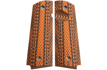 Image of Stoner CNC Super Aggressive G10 Gun Grips fit 1911 Compact and Springfield EMP, Orange Black, 1911 Compact-Standard, STO-1911C-SA-STD-ORG