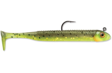 Image of Storm 360GT Searchbait Minnow, 2.5", 3/32oz Jig, #2 Hook 1 Rigged/2 Bodies, Hot Olive, SBM25HO-332J