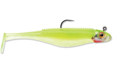 Image of Storm 360GT Searchbait Shad, Sinking, 3-1/2", 1/4oz, #2/0 Hk, 1 Rigged Two Bodies, Chartreuse Ice, SBD35CI-14J