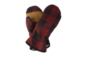 Image of Stormy Kromer Ida'S Mittens - Womens, Leather/Wool Black/Red Tartan, Medium 51890-000050-260-98F