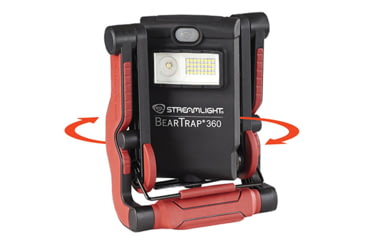 Image of Streamlight BearTrap 360 120V AC Rechargeable Work Light with Rotating Body, Black/Red, 61523
