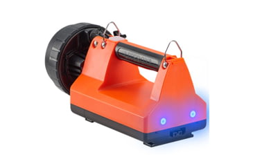 Image of Streamlight E-Flood FireBox 1500 Lumens Rechargeable Lantern with Blue Taillight LEDs, 120V AC/12V DC Standard System with Shoulder Strap &amp; Mounting Rack, Orange, 45811