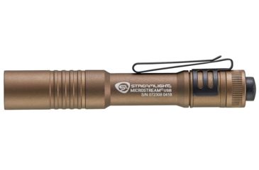 Image of Streamlight MicroStream Ultra-Compact USB Rechargeable Personal Light, 250/50 Lumens w/ 5in USB Cord and Lanyard, Box, Coyote, 66609