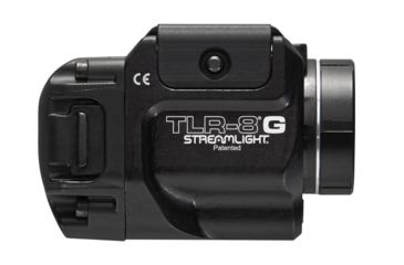 Image of Streamlight TLR-8 G Tactical Weapon Light w/Laser Sight, Rail Mounted, 500 Lumen LED, 510-520nm Green Laser, 1 x CR123A Battery, Black, 69430