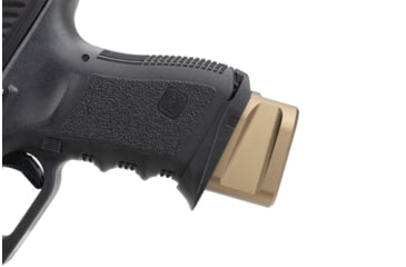 Image of Strike Industries Aluminum Extended Magazine Plate for Glock G19 9mm, FDE, One Size, SI-EMP-AL-G19-FDE