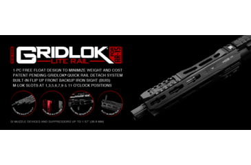 Image of Strike Industries Grildlok LITE 8.5in Handguard Assembly, Black, One Size, SI-GRIDLOK-LITE-8.5-BK