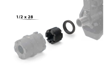 Image of Strike Industries Strike X-Comp Thread Adapter Kit 1/2in - 28 TPI - M18x1 RH, Black, One Size, SI-XCOMP-ADA-1/2-28