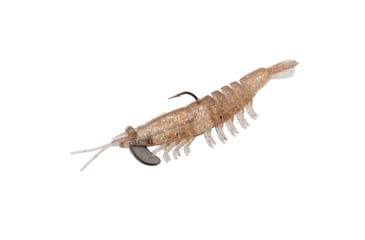 Image of Strike King Tidal Shrimp Fishing Lure, Pre-rigged Soft Plastic Shrimp Bait, Durable Mesh Tail, 2/0 Single Hook, 3 1/2in, 1/4oz, Dishwasher Glitter, PRSSW3-553
