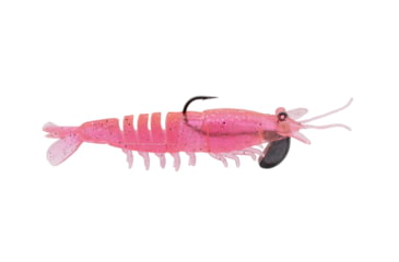 Image of Strike King Tidal Shrimp Fishing Lure, Pre-rigged Soft Plastic Shrimp Bait, Durable Mesh Tail, 2/0 Single Hook, 3 1/2in, 1/4oz, Flamingo Swirl, PRSSW3-346