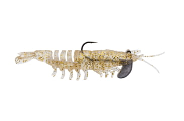 Image of Strike King Tidal Shrimp Fishing Lure, Pre-rigged Soft Plastic Shrimp Bait, Durable Mesh Tail, 2/0 Single Hook, 3 1/2in, 1/4oz, Gold Rush, PRSSW3-519