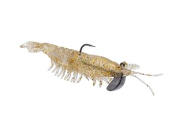 Image of Strike King Tidal Shrimp Fishing Lure, Pre-rigged Soft Plastic Shrimp Bait, Durable Mesh Tail, 2/0 Single Hook, 3 1/2in, 1/4oz, Gold Rush, PRSSW3-519
