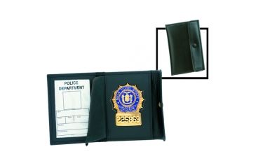 Image of Strong Leather Velcro Or Snap Recessed Badge Case - 74450-245