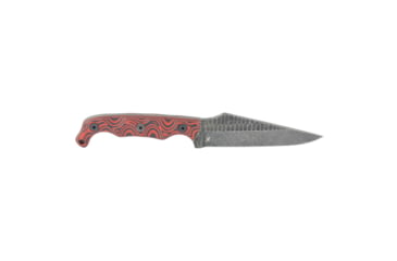 Image of Stroup Knives TU2, Fixed Blade Knife, 4" Clip Point Blade, 1095 High Carbon Steel, 8.5" Overall Length, Acid Etched Finish, Black, Black and Red G10 Handle, Includes Sheath, TU2-R-B-G10
