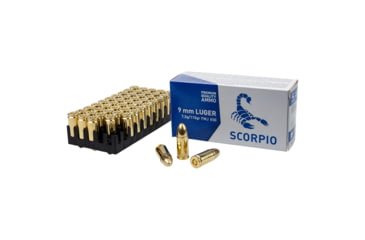 Image of STV Scorpio Ammo 9mm Luger, 115 grain, Full Metal Jacket, 50 Rounds Rifle Ammo, S9MM115F
