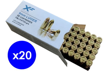 Image of Sumbro X-Force 9mm Luger 124 grain Full Metal Jacket Brass Centerfire Pistol Ammo, 1000 Rounds