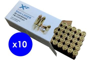 Image of Sumbro X-Force, 9mm Luger, 124 grain, Full Metal Jacket, Brass, Centerfire Pistol Ammo, 500 Rounds, SM9115