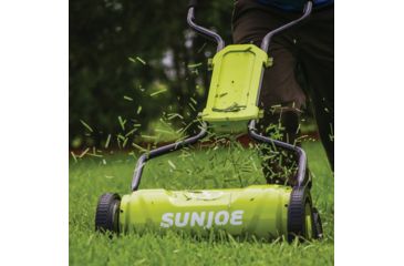 Image of Sun Joe 18 inch Quad-Wheel, 5-Position, Razor Sharp Cutting Blade, Silent Push Reel Mower, Green MJ1800M