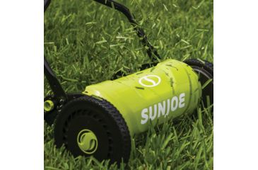 Image of Sun Joe 18 inch Quad-Wheel, 5-Position, Razor Sharp Cutting Blade, Silent Push Reel Mower, Green MJ1800M