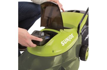 Image of Sun Joe Cordless Lawn Mower with Brushless Motor - 5Ah, 14in, 24V, Green MJ24C-14-XR