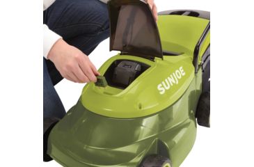 Image of Sun Joe Cordless Lawn Mower with Brushless Motor - 5Ah, 14in, 24V, Green MJ24C-14-XR