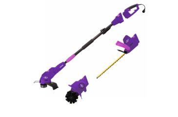 Image of Sun Joe Electric Lawn Care System w/Grass, Pole Hedge Trimmer, and Garden Tiller, Purple GTS4000E-PRP