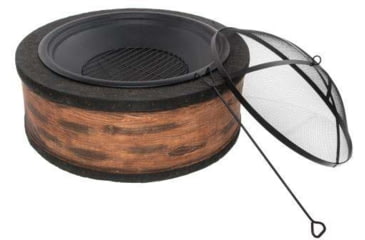 Image of Sun Joe Fire Joe Cast Stone Fire Pit, 35in, Rustic Wood, SJFP35-RW-STN