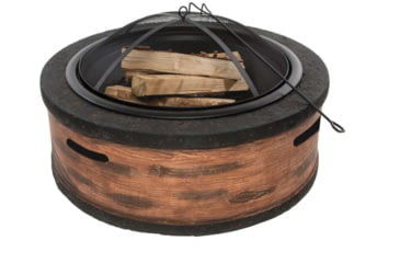 Image of Sun Joe Fire Joe Cast Stone Fire Pit, 35in, Rustic Wood, SJFP35-RW-STN