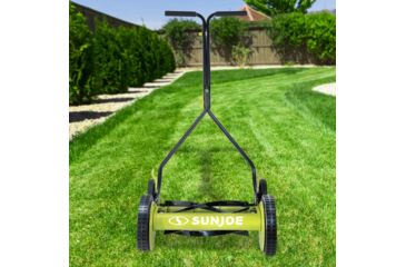 Image of Sun Joe Manual Reel Mower, 14 inch, Quad Wheel, 9-Positions, Green MJ503M