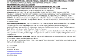 Image of Sun Optics Compact Laser/Light, CR123A, White/Green Beam, Black, CLF-CLSG