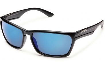 Image of Suncloud Polarized Optics Cutout Sunglasses-Matte Black-Polarized Blue Mirror