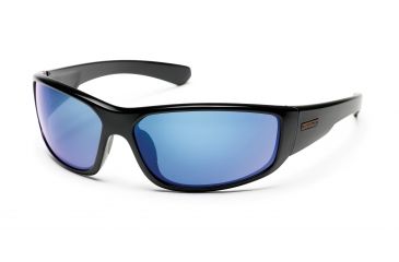 Image of SunCloud Pursuit Sunglasses with Black Frames, Blue Mirror Lenses