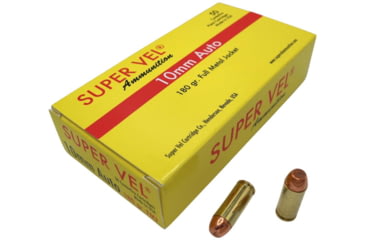 Image of Super Vel Ammunition 10mm 180 grain Full Metal Jacket Brass Cased Pistol Ammo, 50 Rounds, 1018050