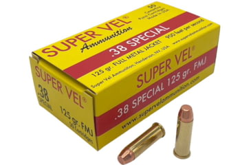 Image of Super Vel Ammunition .38 Special 125 Grain Full Metal Jacket Brass Pistol Ammunition, 50 Rounds, 3812550