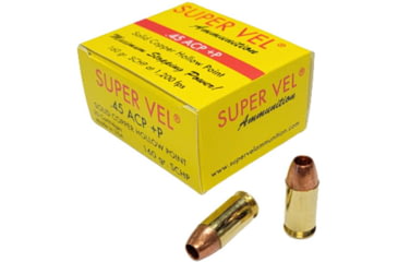Image of Super Vel Ammunition 45 ACP 160 grain Solid Copper Hollow Point Brass Cased Pistol Ammo, 20 Rounds, 4516020