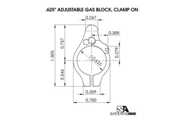Image of Superlative Arms Adjustable Bleed Off AR-15 Gas Block, .625in, Clamp On, DLC, Dark, SABO-DI-625CDT