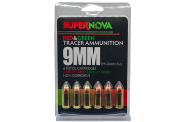Image of SUPERNOVA 9MM 119GR FMJ GRN/RED Pistol Ammunition 6/60, PMSN9MM-MP