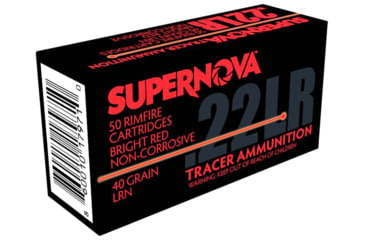 Image of Supernova Red Tracer Non Corrosive 22 LR 40 Grain Lead Round Nose Brass Cased Rimfire Ammo, 50 Rounds, PMSN22LRR