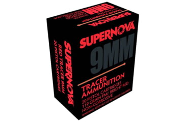 Image of Supernova Red Tracer Non Corrosive 9mm Luger 119 Grain Full Metal Jacket Centerfire Pistol Ammo, 20 Rounds, PMSN9MMR