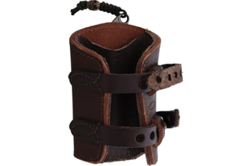 Image of Survival Cuffs Raptor Eagle Survival Cuff Knife w/ Dark Brown Leather Sheath, 3.75in Overall, 1.75in Tumbled AEB-H Stainless Blade, Stainless Steel Handle, RAPT-EBRW-BRW