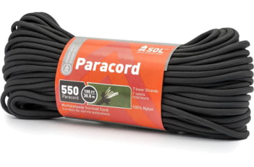 Image of Survive Outdoors Longer 550 Paracord, 100 ft with Carabiner, Black, 0140-0039