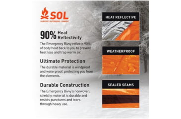 Image of Survive Outdoors Longer Emergency Bivvy XL with Rescue Whistle, Orange, 0140-1144