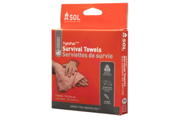 Image of Survive Outdoors Longer SOL Tight Pack Survival Towel, 4 Pack, Red/White, 22in x 13in/558 x 330mm, 0140-1026