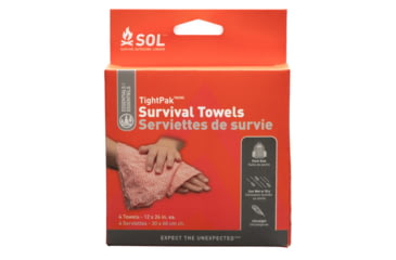 Image of Survive Outdoors Longer SOL Tight Pack Survival Towel, 4 Pack, Red/White, 22in x 13in/558 x 330mm, 0140-1026