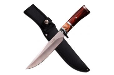 Image of Survivor Fixed Blade, 12in, Stainless Steel Blade, Acrylic Inlay Brown Wood Handle HK-784