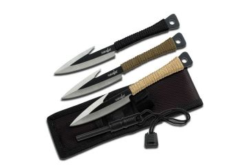 Image of Survivor Fixed Blade, 6in, Stainless Steel Blade, Black, Tan And Green Cord Wrapped Handle HK-753