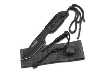 Image of Survivor Fixed Blade, 7in, Stainless Steel Blade, Full Tang Black Cord Wrapped Handle HK-106320B
