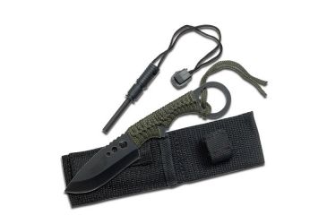 Image of Survivor Fixed Blade, 7in, Stainless Steel Blade, Green Cord Wrapped Handle HK-735