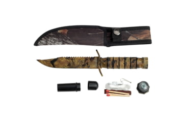 Image of Survivor Fixed Blade Knives w/Compass and Survival Kit, 5 in, 3Cr13 Stainless Steel Stainless Steel, Bowie, Camo, HK-695CA